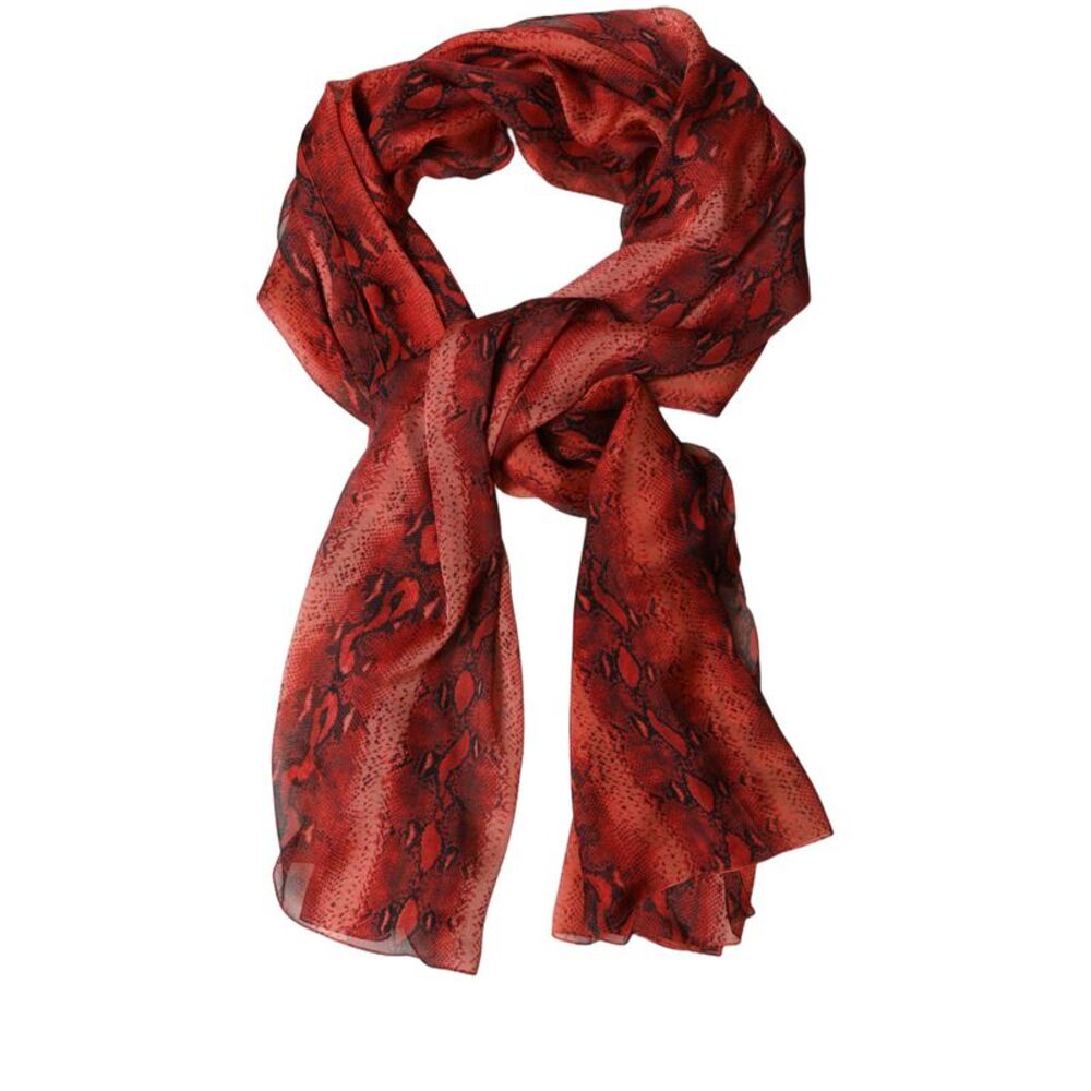 Dolce & Gabbana Red Black Printed Silk Sheer Foulard Women's Scarf